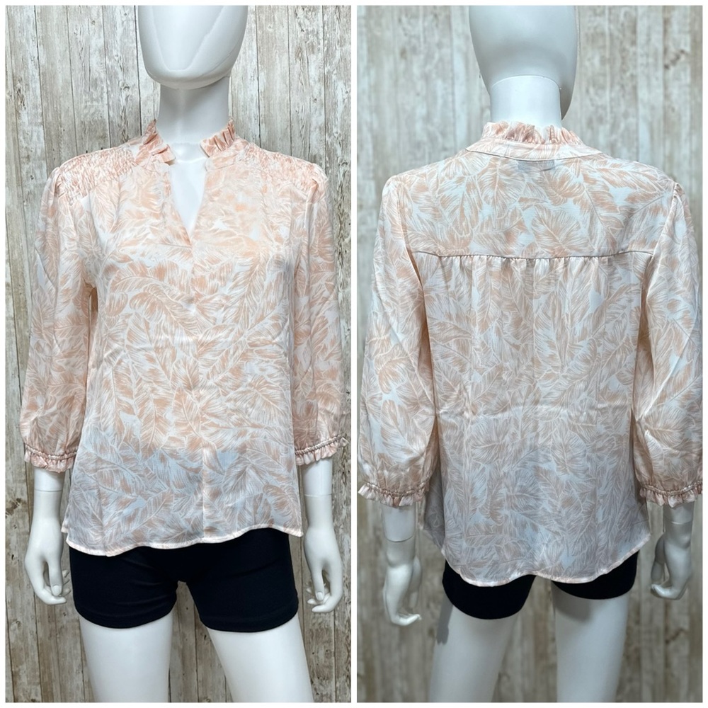 Elizabeth and James Peach Palm Tree Print Blouse [1579]